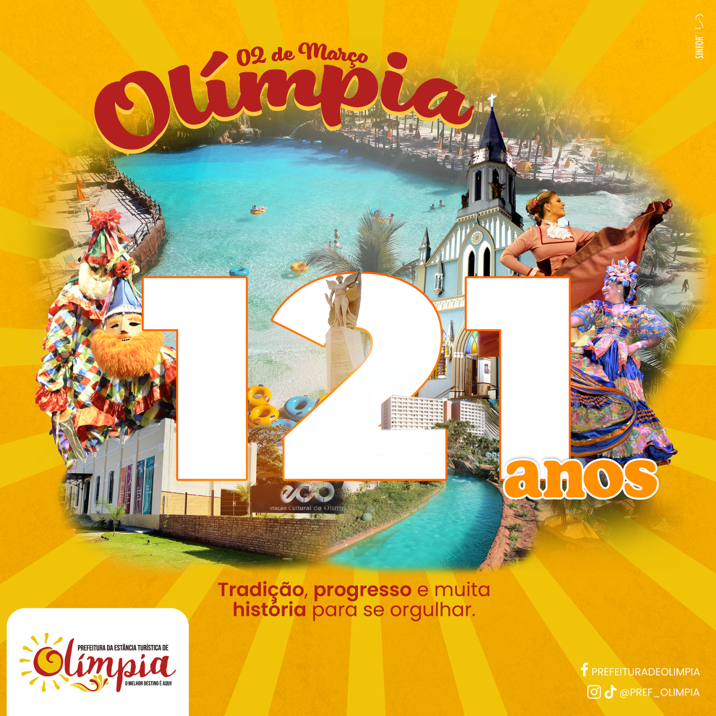 Atos religiosos, homenagens e novas exposições culturais integram as festividades do aniversário de Olímpia