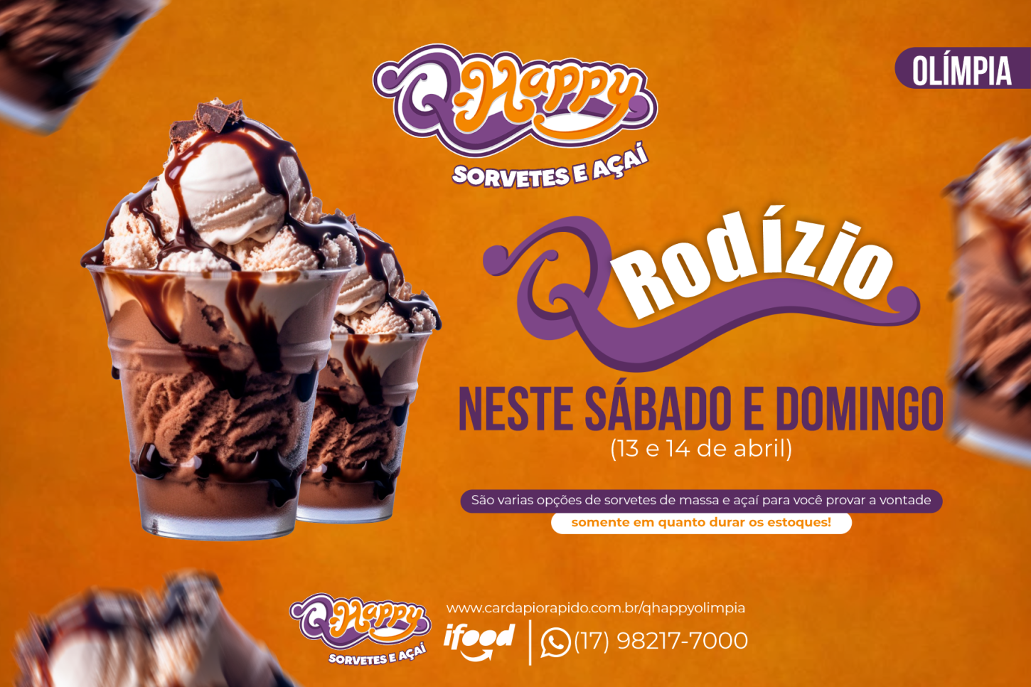 Fim de Semana de Q-Rodízio na Qhappy Sorvetes e Açaí em Olímpia