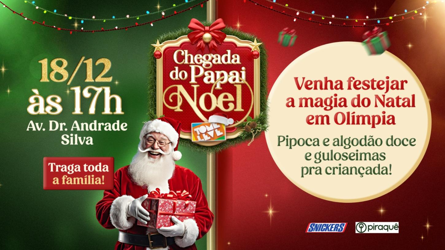 Papai Noel chega hoje ao Tome Leve em grande estilo!!