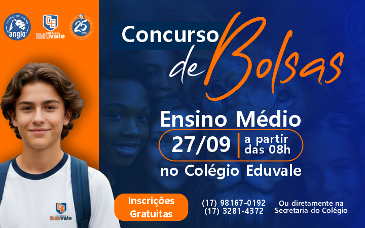 O Colégio Eduvale vai realizar o Concurso de Bolsas para o ano de 2026!