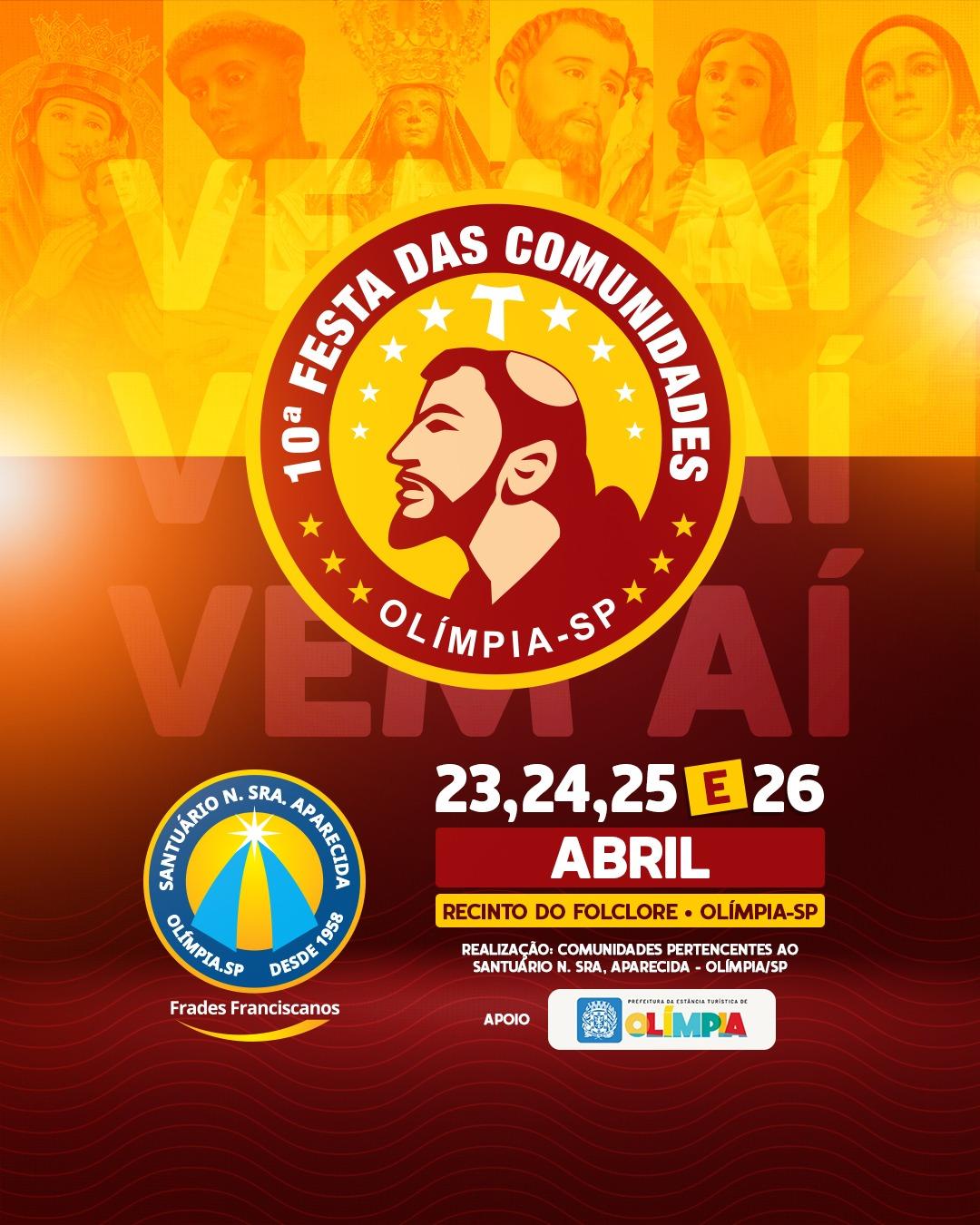 10ª Festa das Comunidades começa hoje e promete reunir fiéis e famílias em Olímpia