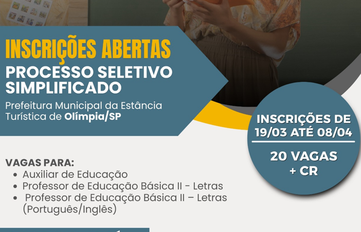 Inscrições do Processo Seletivo para contratação temporária na área de Educação terminam nesta quarta (08)