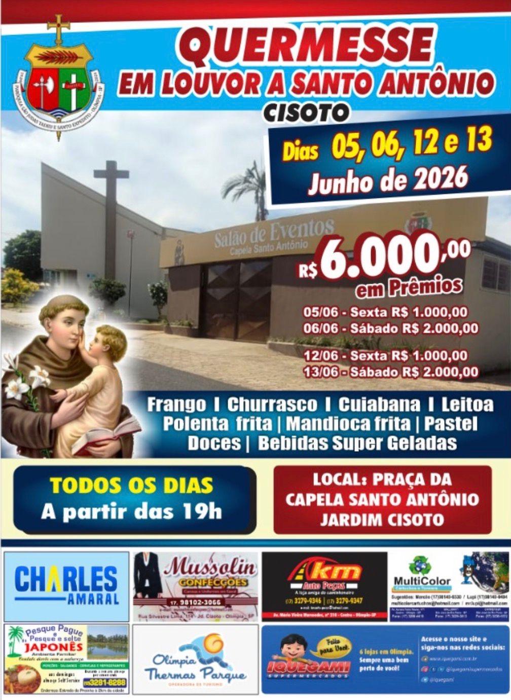 QUERMESSE EM LOUVOR A SANTO ANTÔNIO MOVIMENTA O JARDIM CISOTO EM JUNHO