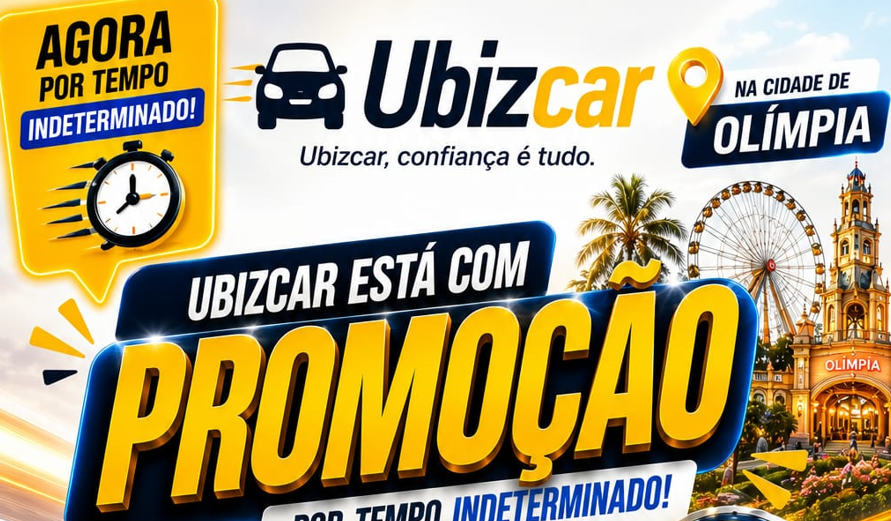 Ubizcar lança promoção especial em Olímpia com corridas a partir de R$ 6,99