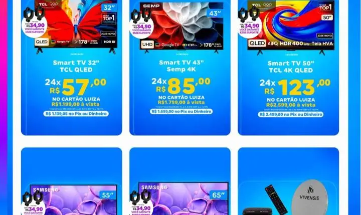 Magazine Luiza reúne ofertas especiais em eletrônicos, eletrodomésticos, smartphones e brinquedos