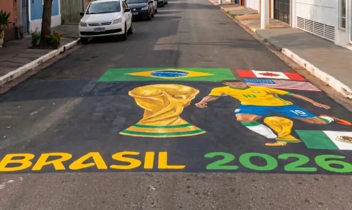 Olímpia regulamenta pinturas patrióticas para a Copa do Mundo FIFA 2026 em ruas da cidade