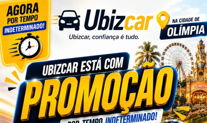 Ubizcar lança promoção especial em Olímpia com corridas a partir de R$ 6,99